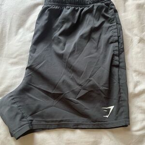 Gymshark Men’s Black Athletic Training Shorts with White Logo